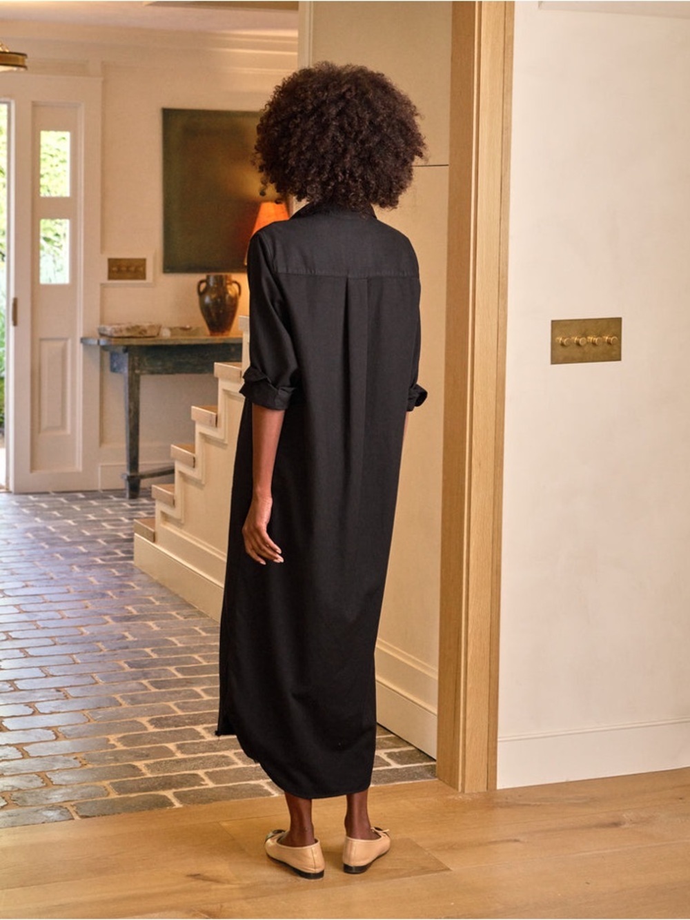 Frank & Eileen Rory Black Famous Denim Button Down Maxi Shirt Dress XXS - Picture 2 of 7